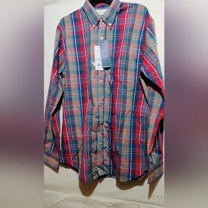 Saddlebred Men's Shirt Easy Care Size Large Short Sleeve Color RED TAT NWT's